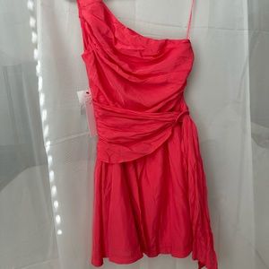DO + BE Hot Pink - Asymmetrical One Shoulder Cocktail Dress with Tie - S